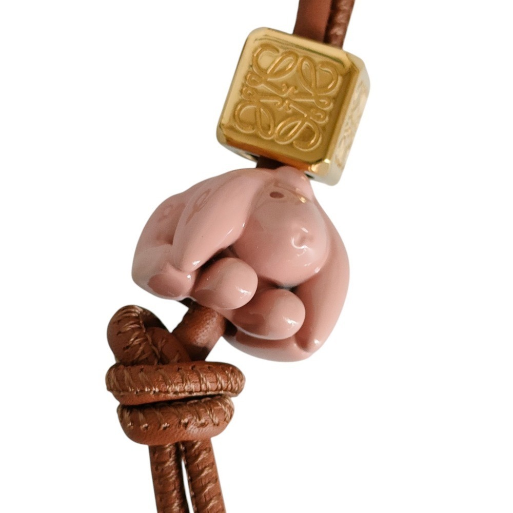 LOEWE Leather Animal Charm Strap with Anagram Dice, Brown, Women's